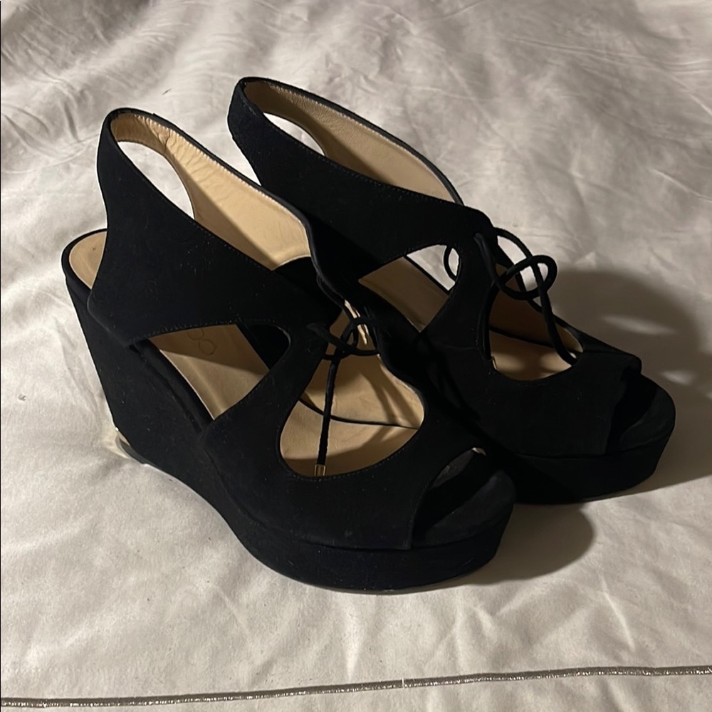 Jimmy Choo Black Wedge Sandals